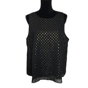 J.Crew Factory Sleeveless Top in Black/Gold Foil - Size Large